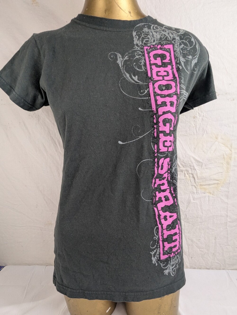 George Strait Graphic Tee with Pink Logo Small